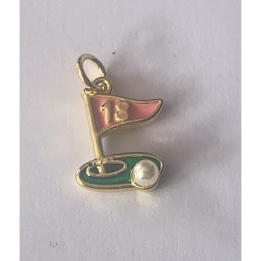 Gold Golf Flag Charm