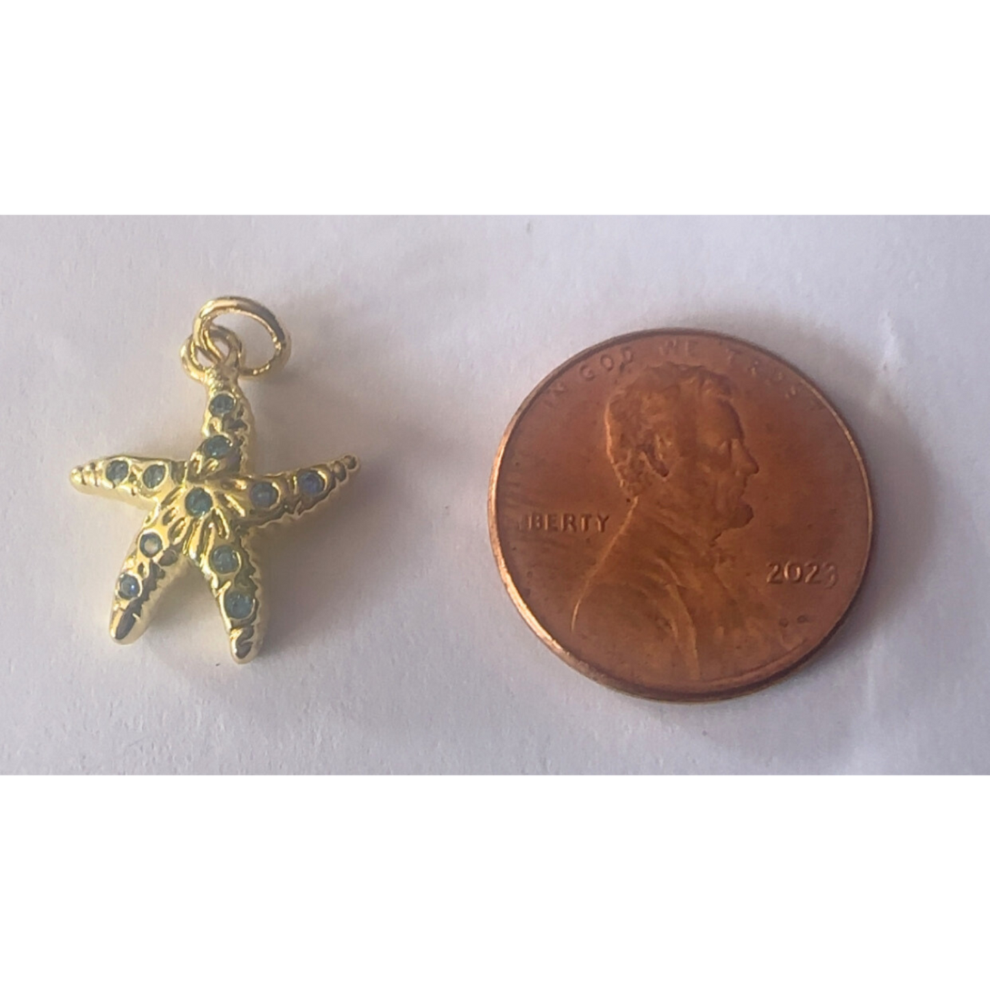 Gold Rhinestone Starfish Charm