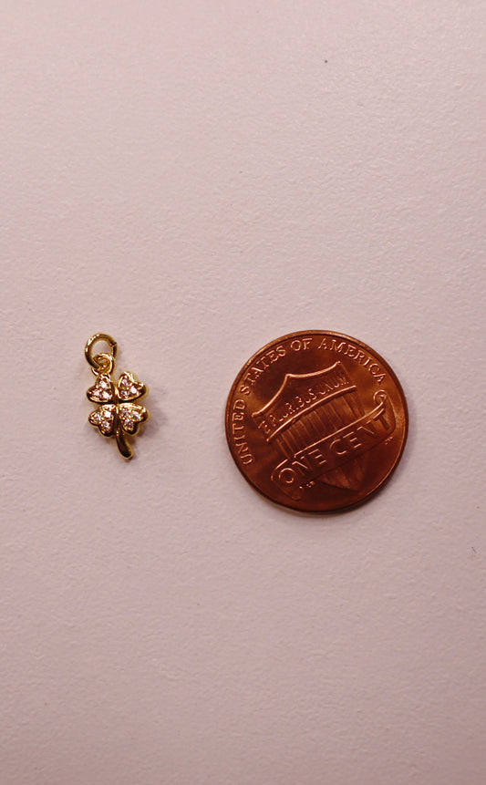 Gold Rhinestone Shamrock Charm