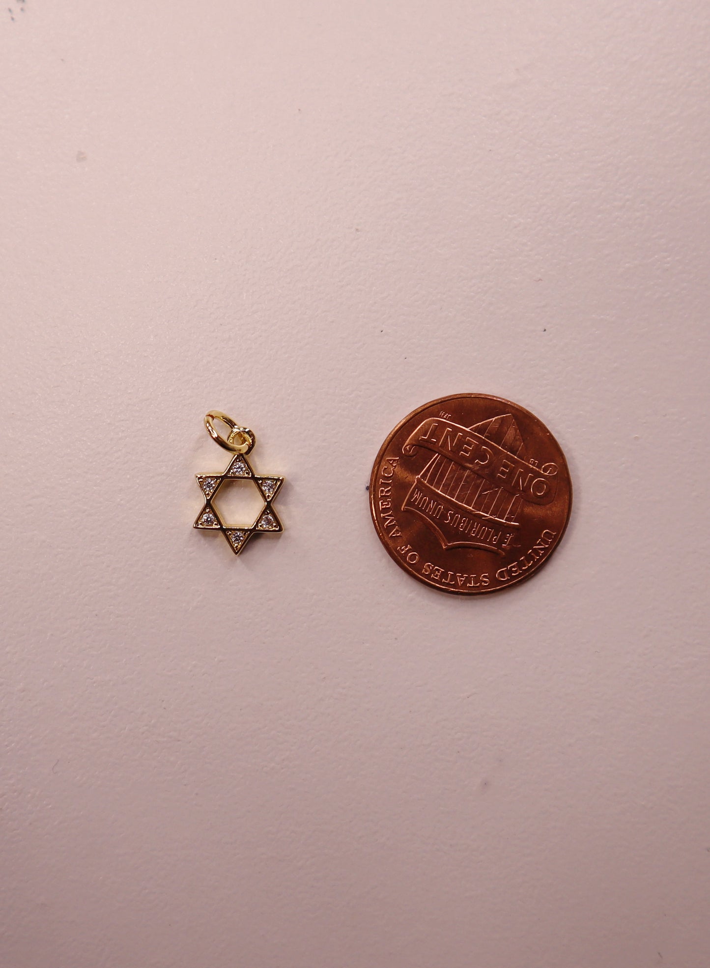 Gold Rhinestone Star of David Charm
