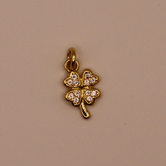 Gold Rhinestone Shamrock Charm