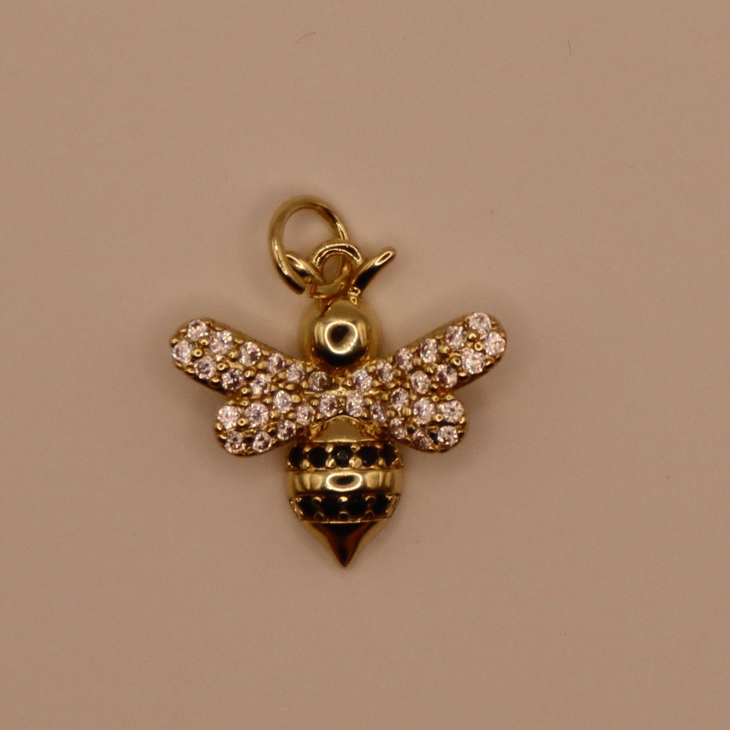 Gold Rhinestone Honey Bee Charm