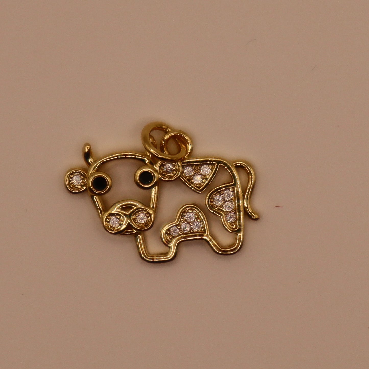 Gold Rhinestone Cow Charm