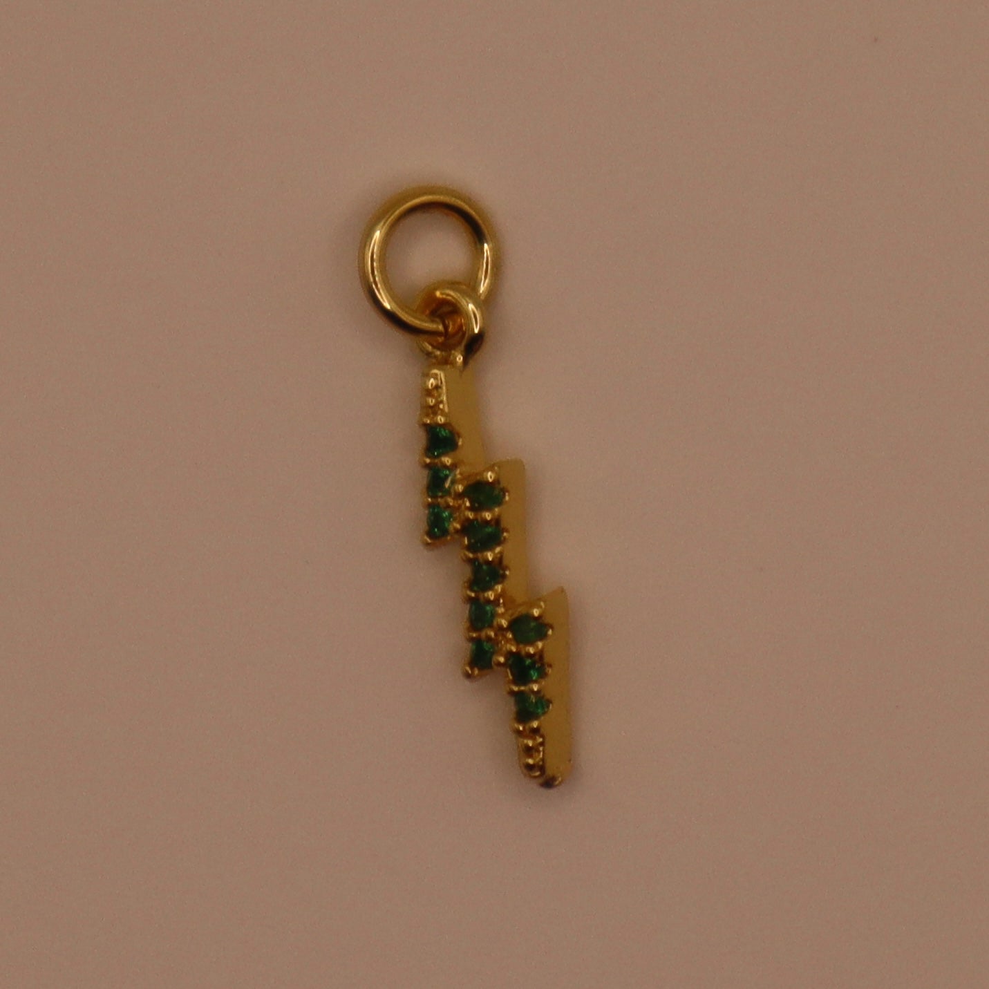 Gold Green Lightning Bolt Charm