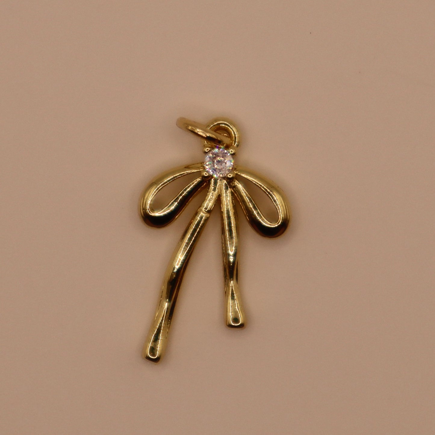 Gold Rhinestone Bow Charm