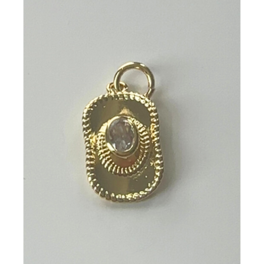 Gold Rhinestone Cowgirl Hat Charm