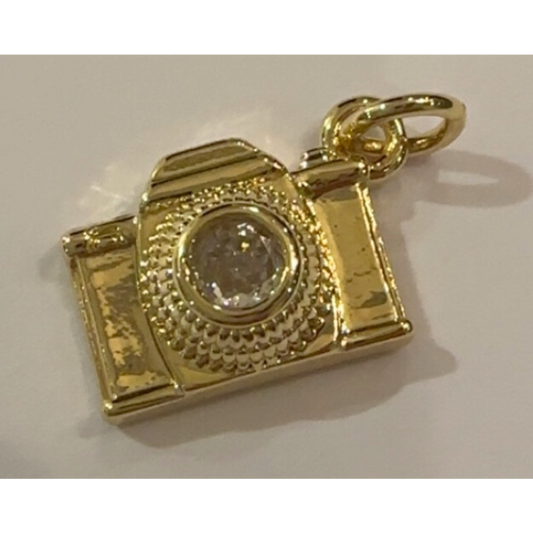Gold Rhinestone Camera Charm