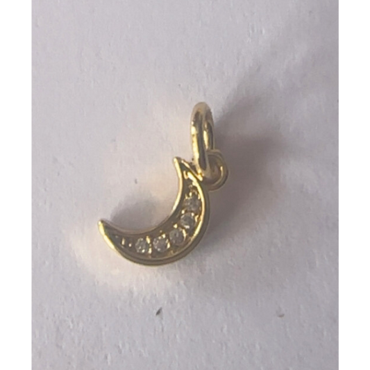 Gold Rhinestone Moon Charm
