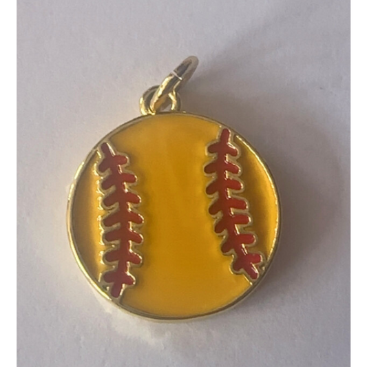 Gold Softball Charm