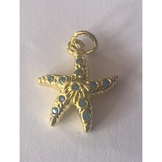 Gold Rhinestone Starfish Charm