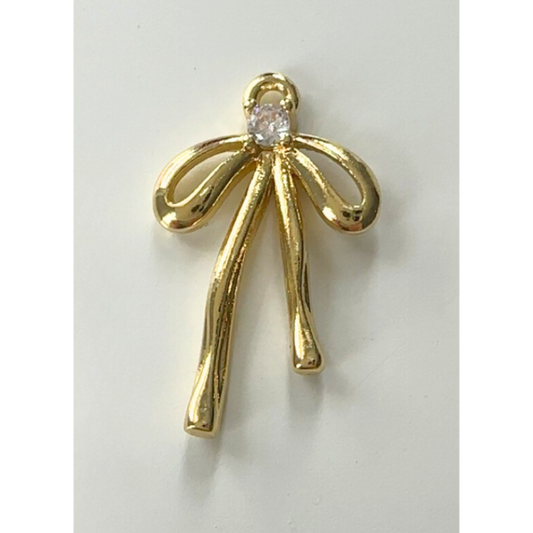 Gold Rhinestone Bow Charm