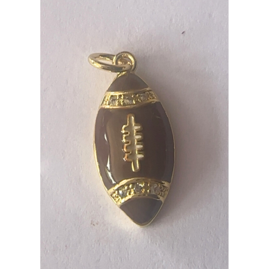 Gold Rhinestone Football Charm