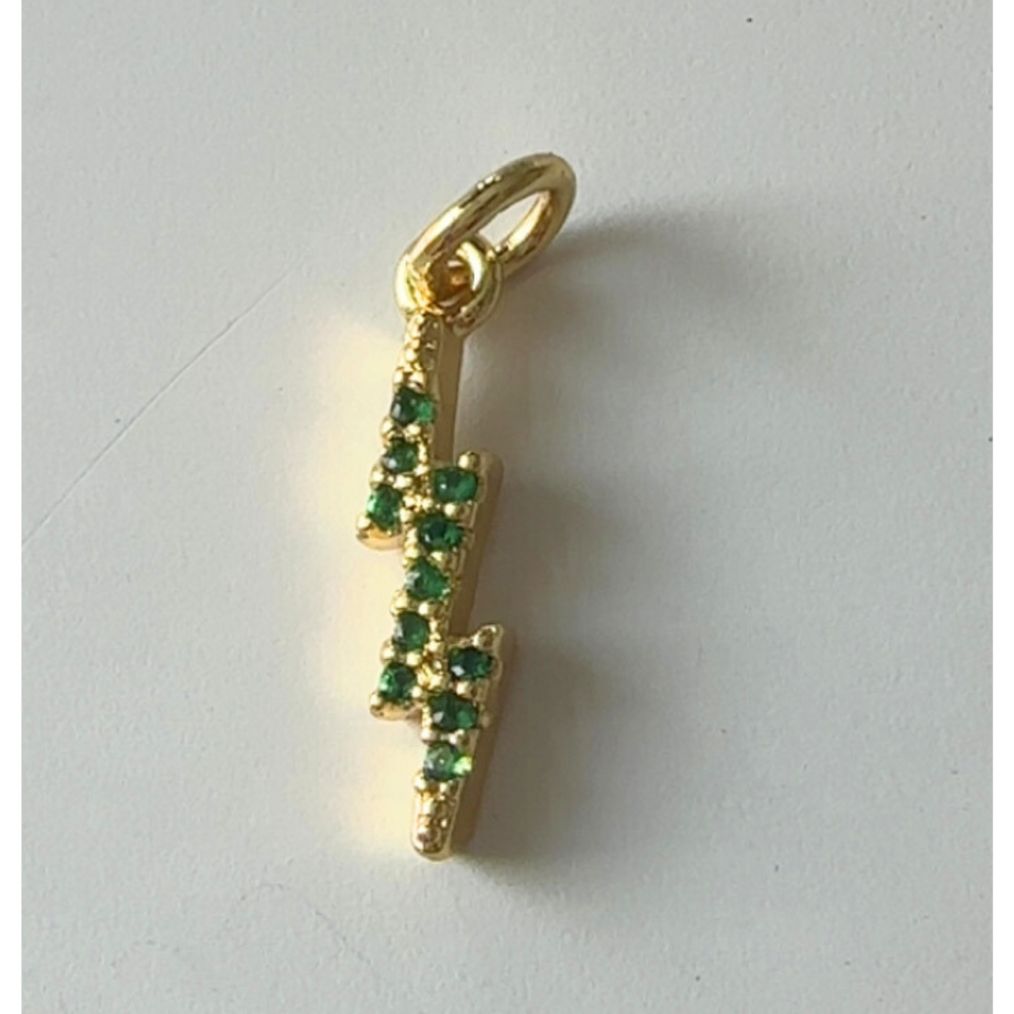 Gold Green Lightning Bolt Charm
