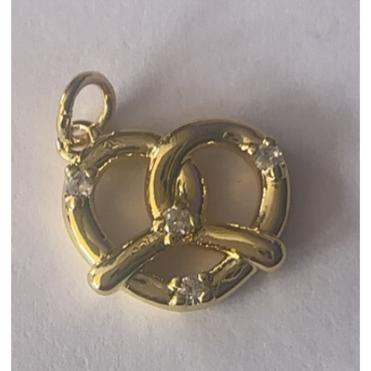Gold Rhinestone Pretzel Charm