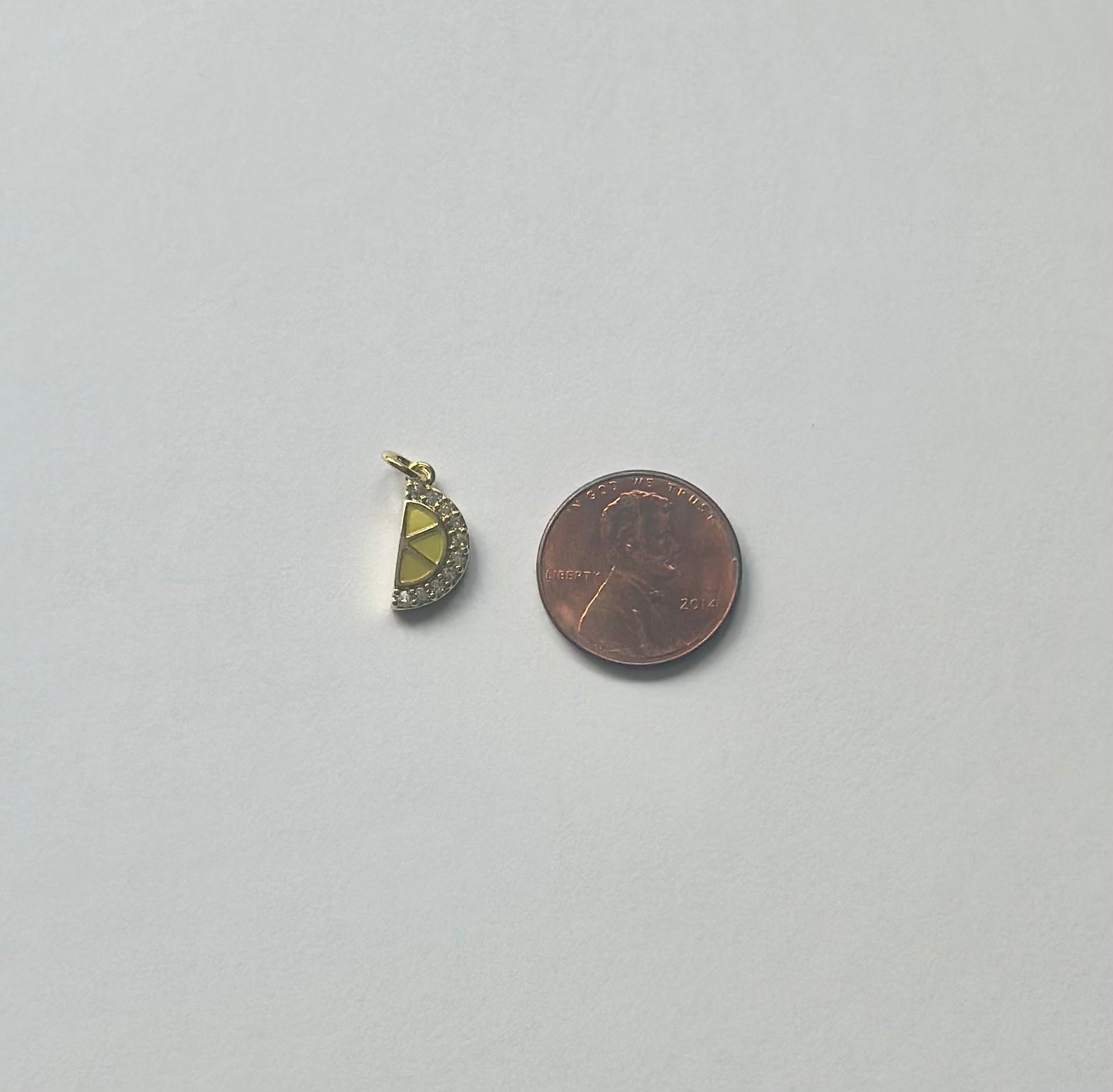 Gold Rhinestone Lemon Slice Charm