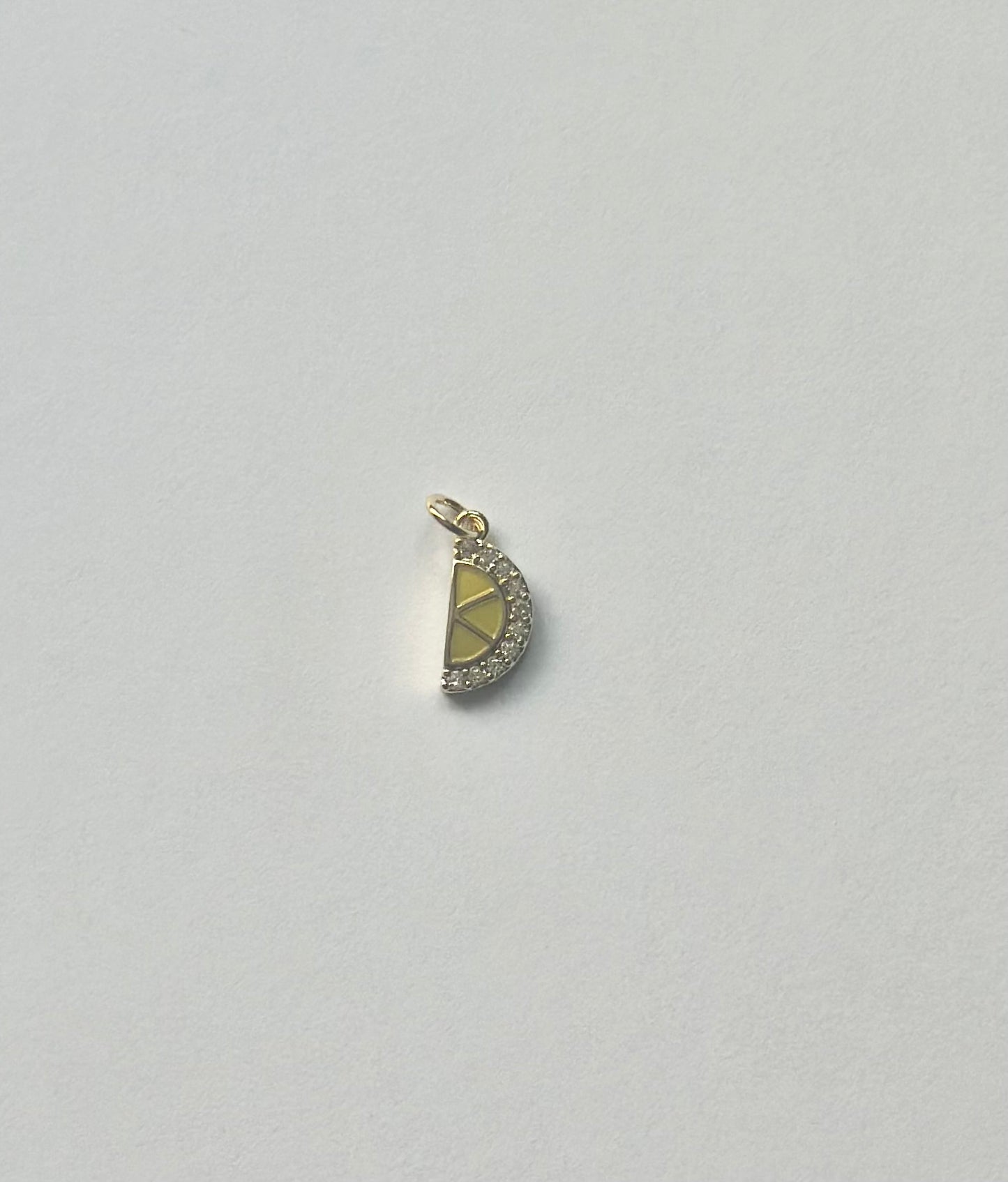 Gold Rhinestone Lemon Slice Charm