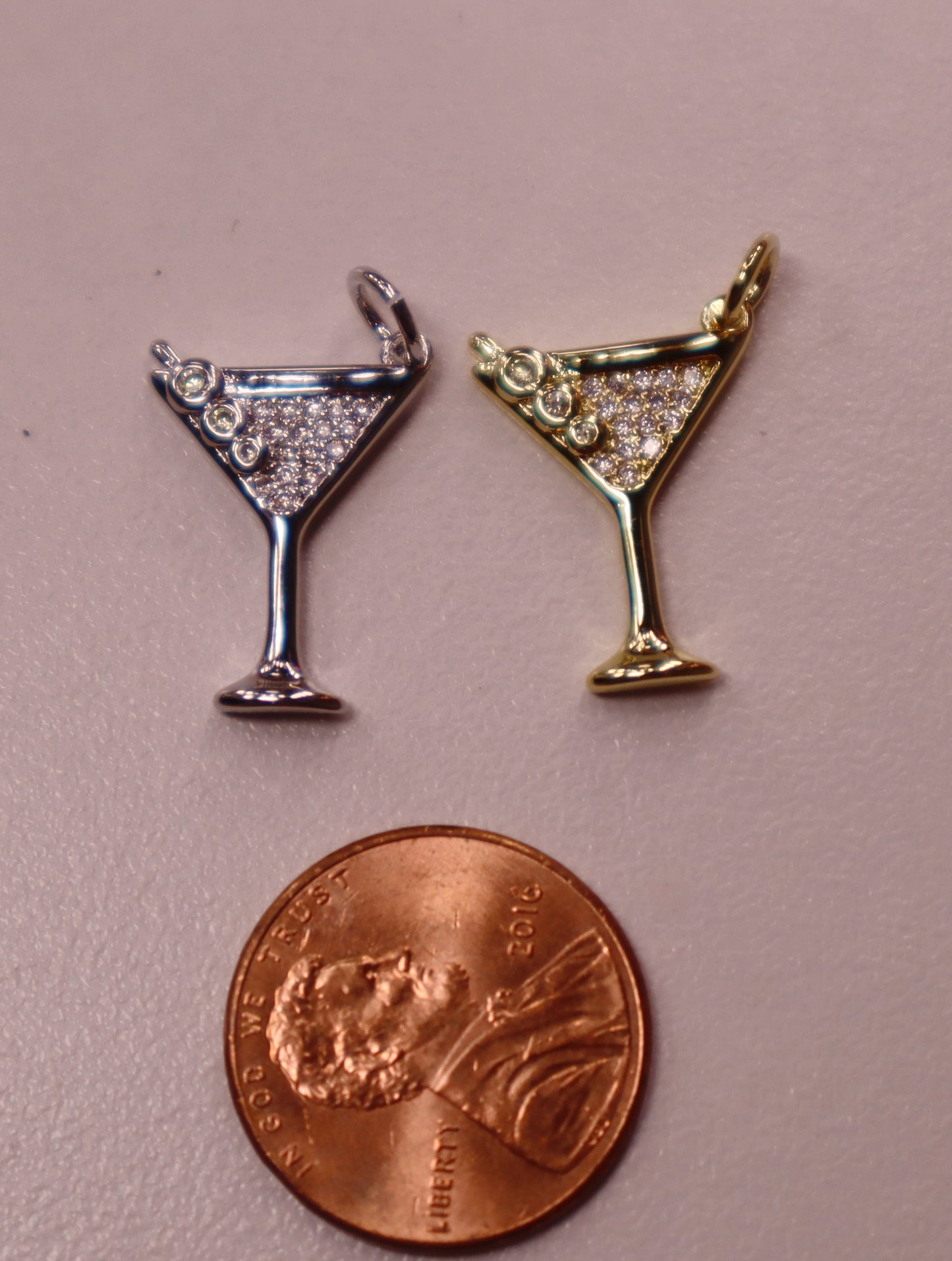 Rhinestone Martini Charm