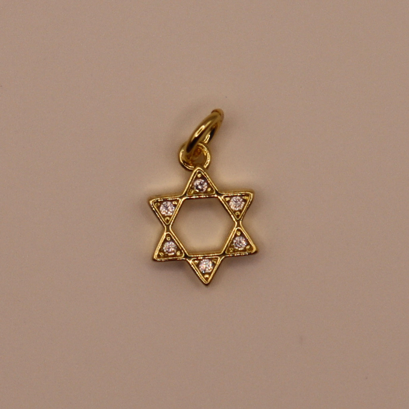 Gold Rhinestone Star of David Charm