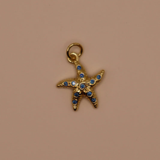 Gold Rhinestone Starfish Charm