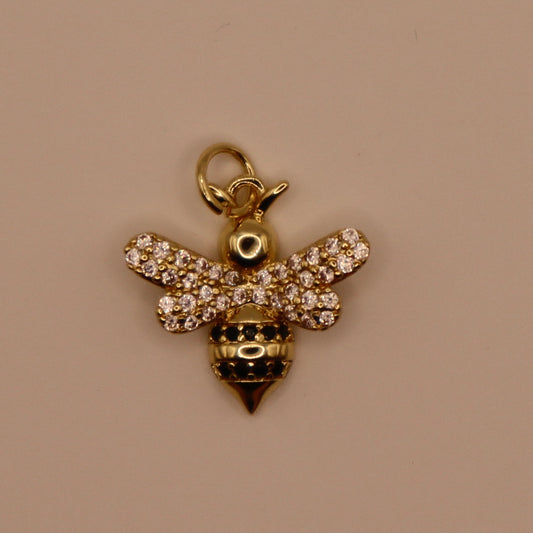 Gold Rhinestone Honey Bee Charm