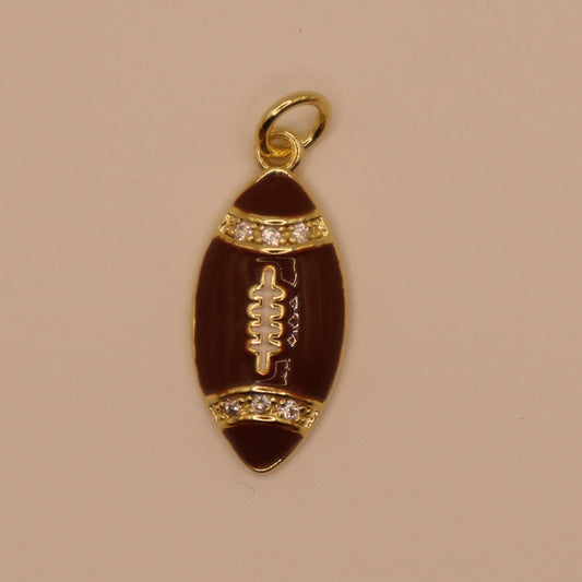 Gold Rhinestone Football Charm