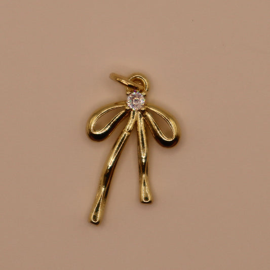 Gold Rhinestone Bow Charm