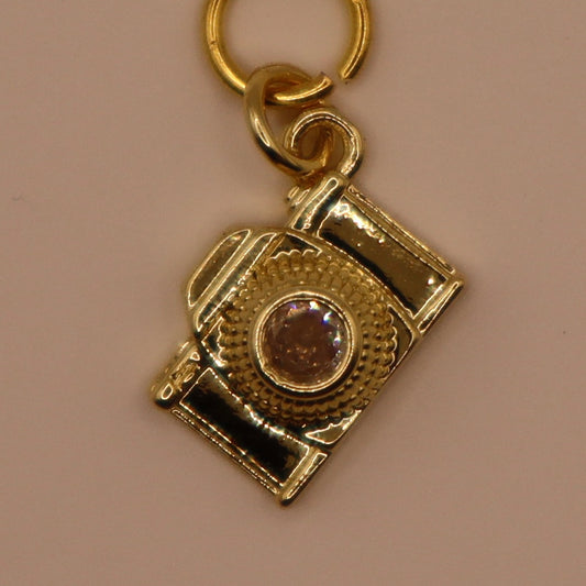 Gold Rhinestone Camera Charm